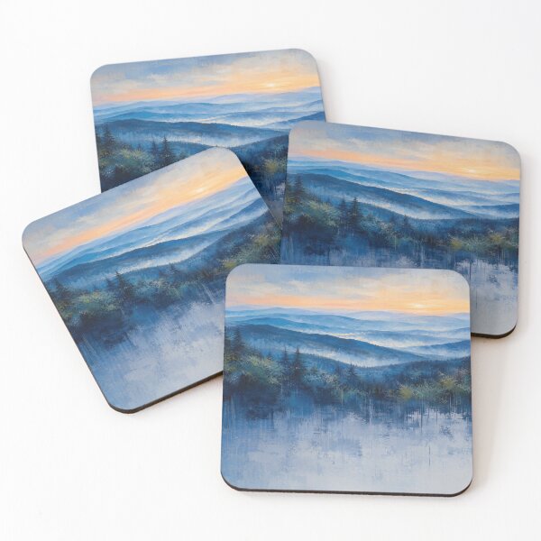 Item preview, Misty Blue Ridge Mountains Sunrise Oil Painting designed and sold by ShieldRockPrints.