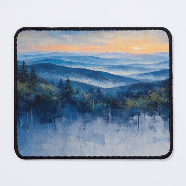 Item preview, Misty Blue Ridge Mountains Sunrise Oil Painting designed and sold by ShieldRockPrints.