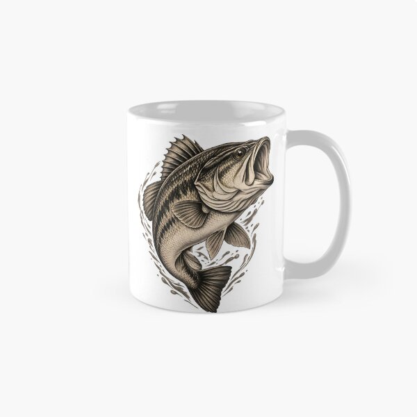 Item preview, Vintage Largemouth Bass Fishing Graphic Pencil Sketch Art designed and sold by velorac.