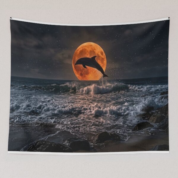 Item preview, dolphin moon designed and sold by GAWPAWshop.