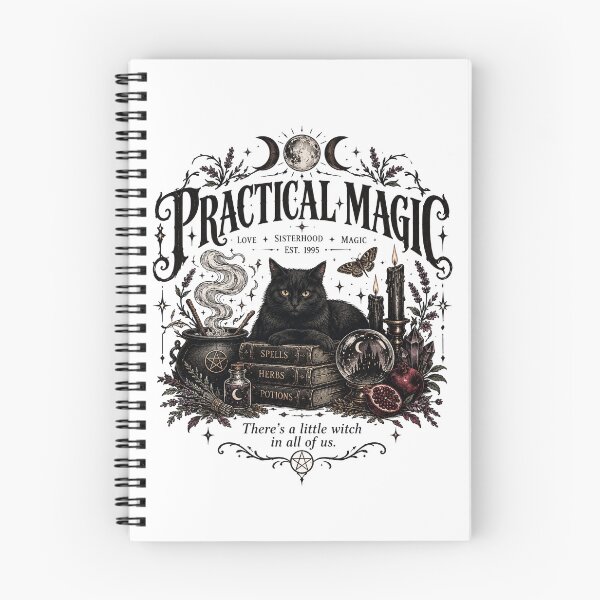 Item preview, Dark Witchy Black Cat Magic Gothic Occult Spellbook Moon & Crystal Ball Vintage Art designed and sold by CatiaStudioArt.