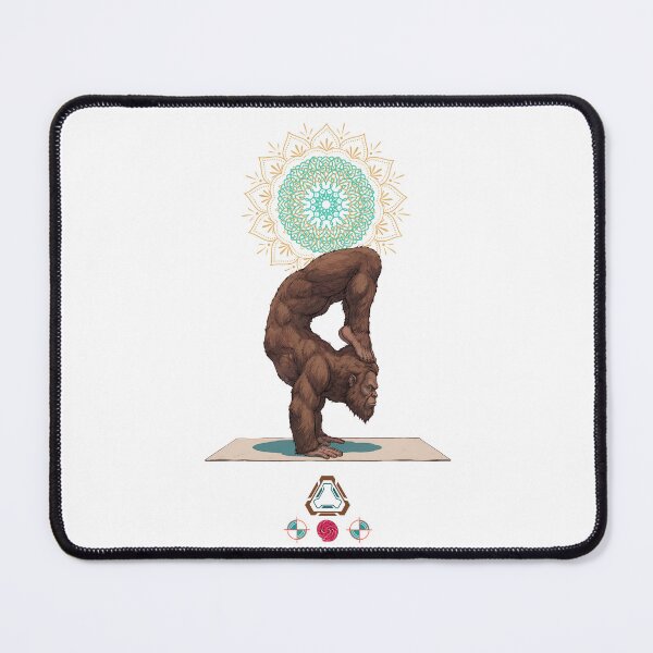 Item preview, Funny Bigfoot in Scorpion Pose Vrschikasana Yoga Art designed and sold by Whimsy Trail Co.