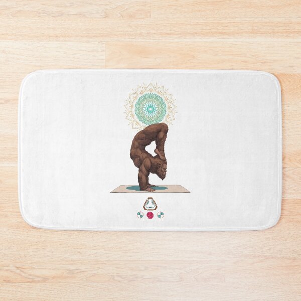 Item preview, Funny Bigfoot in Scorpion Pose Vrschikasana Yoga Art designed and sold by Whimsy Trail Co.