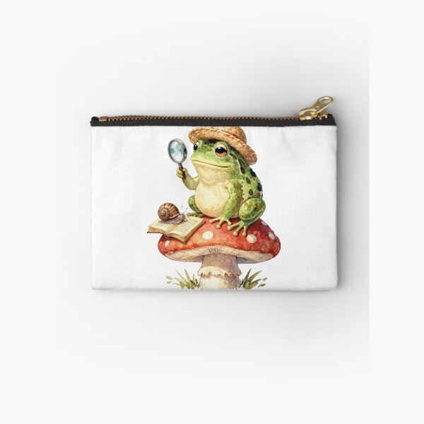 Item preview, Cute frog detective reading book watercolor illustration designed and sold by WildArtIT.