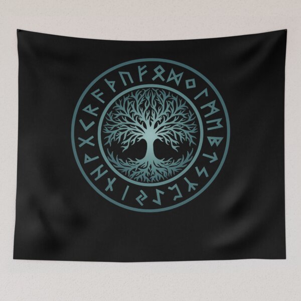 Item preview, Celtic Tree Of Life Yggdrasil Futhark Runes Viking Symbol designed and sold by treibhilyarb.
