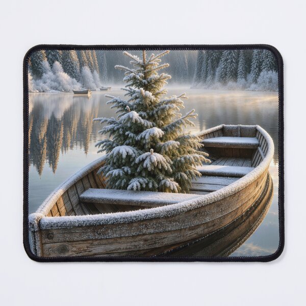 Item preview, Snow Dusted Evergreen Tree in Rustic Rowboat designed and sold by Maria Dryfhout.