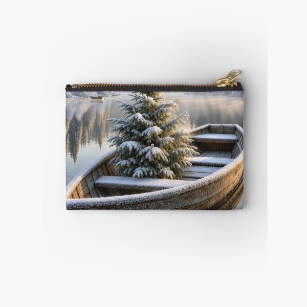 Item preview, Snow Dusted Evergreen Tree in Rustic Rowboat designed and sold by Maria Dryfhout.