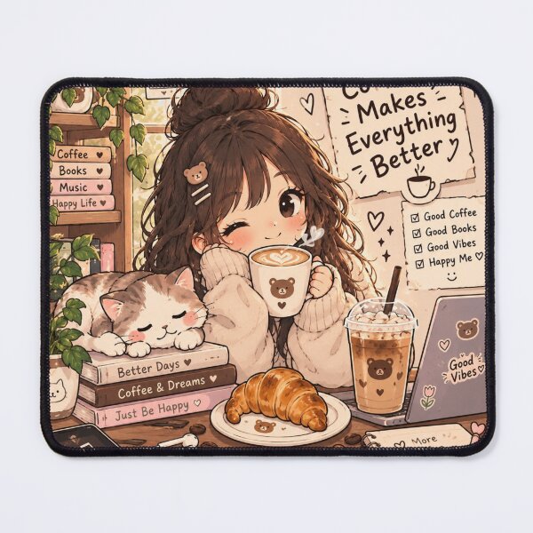 Item preview, Cute kawaii girl with coffee design designed and sold by LunaVales.