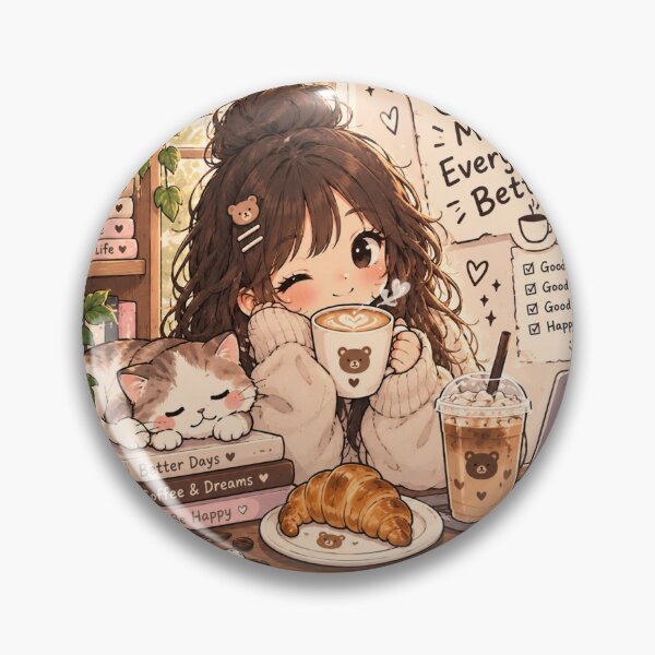 Item preview, Cute kawaii girl with coffee design designed and sold by LunaVales.