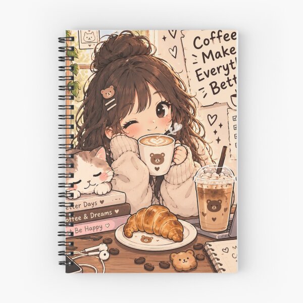 Item preview, Cute kawaii girl with coffee design designed and sold by LunaVales.