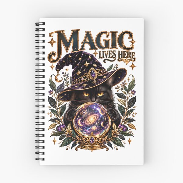 Item preview, Magic Lives Here Black Cat Crystal Ball Witch designed and sold by Sovereign Supply Co..