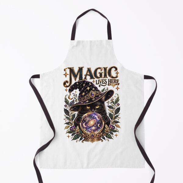 Item preview, Magic Lives Here Black Cat Crystal Ball Witch designed and sold by Sovereign Supply Co..