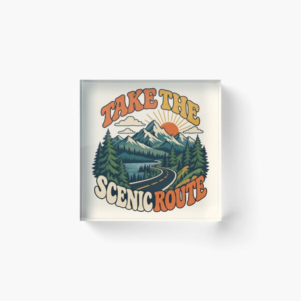 Item preview, Take the Scenic Route Retro Mountain Road designed and sold by Mostafa Studio.