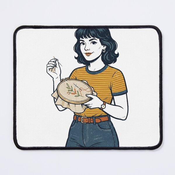Item preview, Embroiderer Portrait With Hoop designed and sold by eduardoroa22.