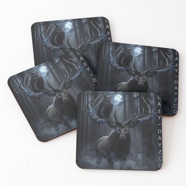 Item preview, Cybernetic Stag&Owl – Dark Realism Midnight Forest Art designed and sold by LazyDayzCo.