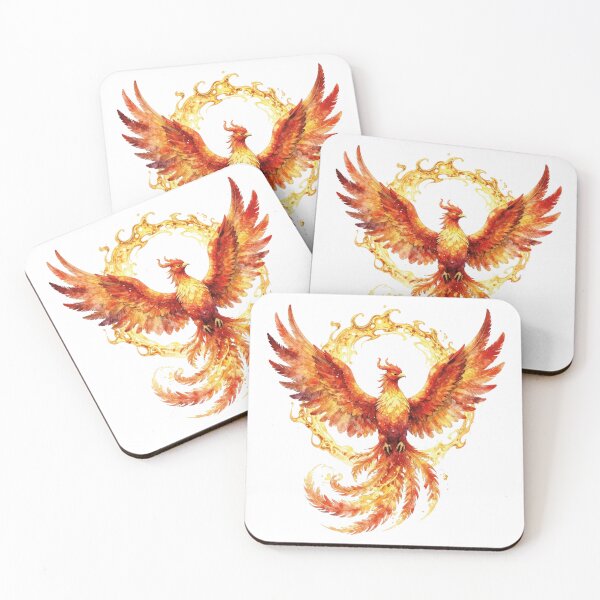 Item preview, Phoenix rising from fire watercolor fantasy illustration designed and sold by WildArtIT.