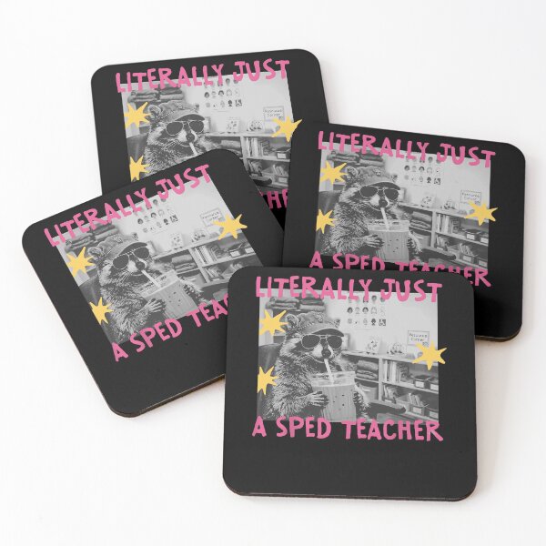 Item preview, Literally Just A Sped Teacher Cool Raccoon Sunglasses Iced Coffee Classroom Resource Corner Apparel designed and sold by slmfams.