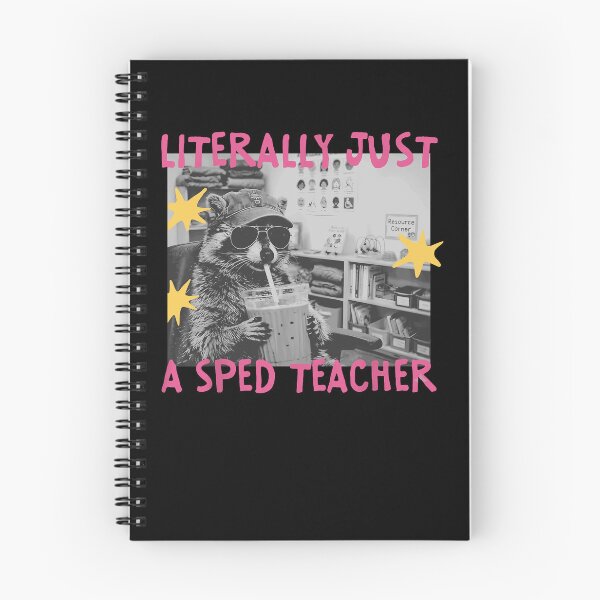 Item preview, Literally Just A Sped Teacher Cool Raccoon Sunglasses Iced Coffee Classroom Resource Corner Apparel designed and sold by slmfams.