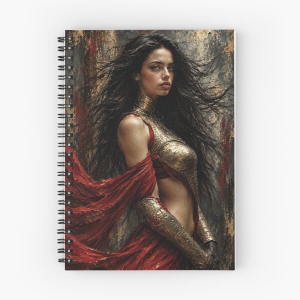 Item preview, Dark Fantasy Warrior Woman – Golden Armor & Crimson Silk Gothic Fantasy Art designed and sold by ZYVARENNE.