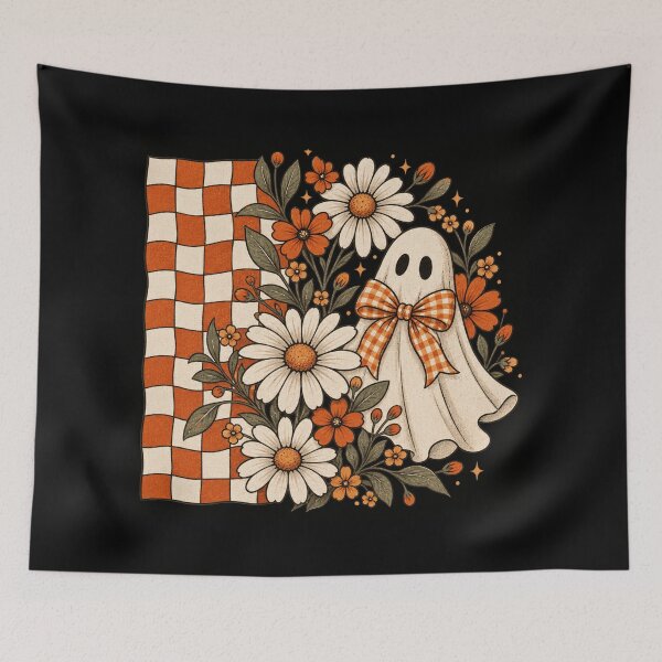 Item preview, Cute Ghost Gingham Bow Floral Halloween Design designed and sold by WillCraftx.