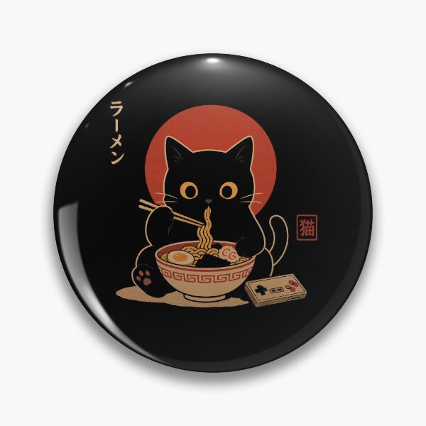 Item preview, Black Cat Eating Ramen Japanese Retro Gaming designed and sold by Kladhadredo.