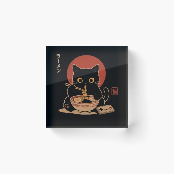 Item preview, Black Cat Eating Ramen Japanese Retro Gaming designed and sold by Kladhadredo.