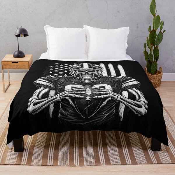 Item preview, Skeleton Football Player American Flag Distressed Black White Number 00 Sports Horror Apparel designed and sold by slmfams.