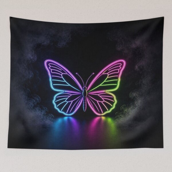 Item preview, Neon Butterfly Cyberpunk Glow Art designed and sold by Breezes-of-Ida.