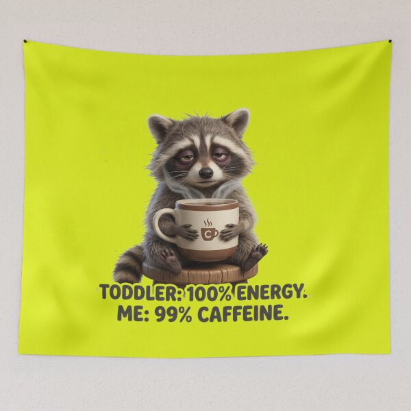 Item preview, Funny 3D Raccoon Coffee Lover - Tired Parent Humor designed and sold by CoffeeAndChao.