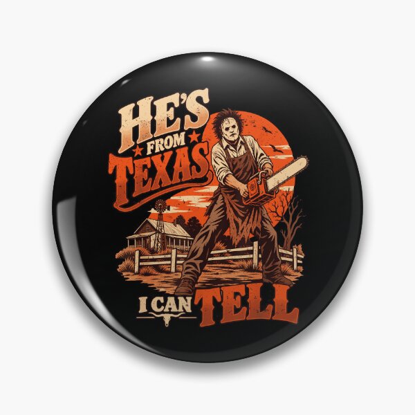 Item preview, Hes From Texas I Can Tell Leatherface Chainsaw Sunset Rural House Horror Movie Fan Apparel designed and sold by slmfams.