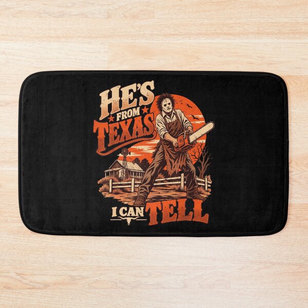 Item preview, Hes From Texas I Can Tell Leatherface Chainsaw Sunset Rural House Horror Movie Fan Apparel designed and sold by slmfams.