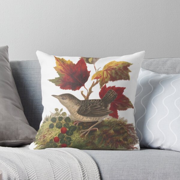 Item preview, Antique Autumn Bird and Maple Leaves Lithograph 1873 designed and sold by Antique Science Press.