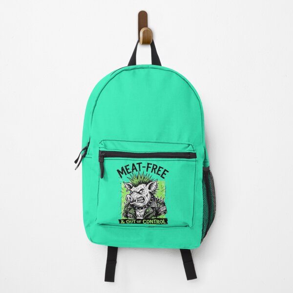 Item preview, Meat-Free Punk Pig Vegan Funny Quote Studded Jacket designed and sold by CoffeeAndChao.