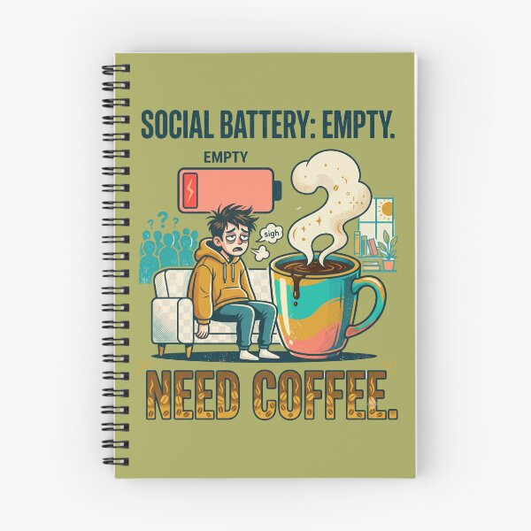 Item preview, Social Battery Empty Need Coffee Funny Introvert. designed and sold by CoffeeAndChao.