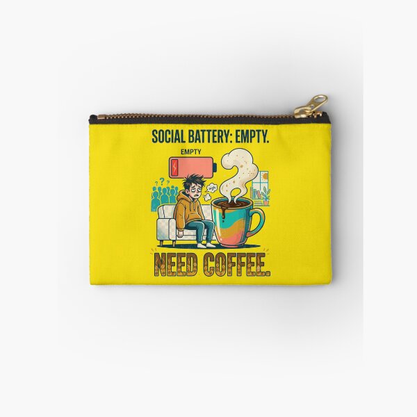 Item preview, Social Battery Empty Need Coffee Funny Introvert. designed and sold by CoffeeAndChao.