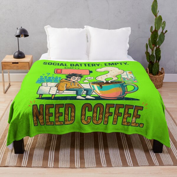 Item preview, Social Battery Empty Need Coffee Funny Introvert. designed and sold by CoffeeAndChao.
