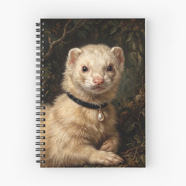 Item preview, Regal Ferret Portrait with Teardrop Pearl Pendant designed and sold by Real Beast Art.