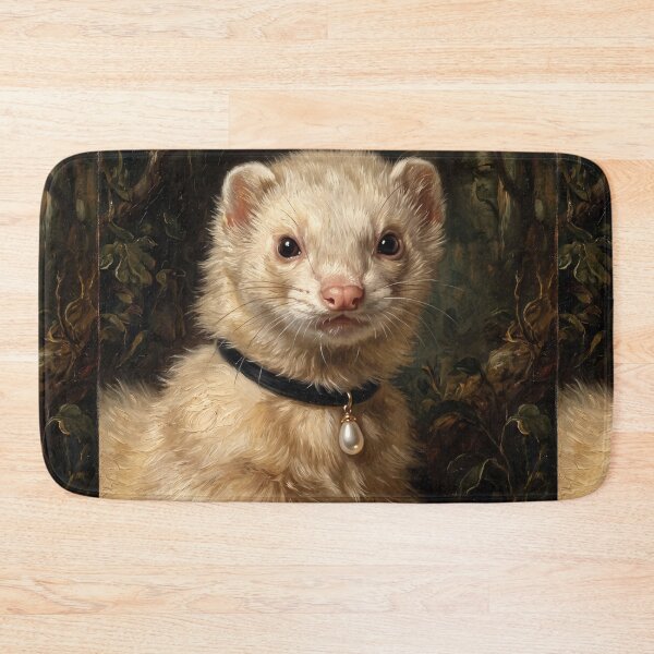 Item preview, Regal Ferret Portrait with Teardrop Pearl Pendant designed and sold by Real Beast Art.