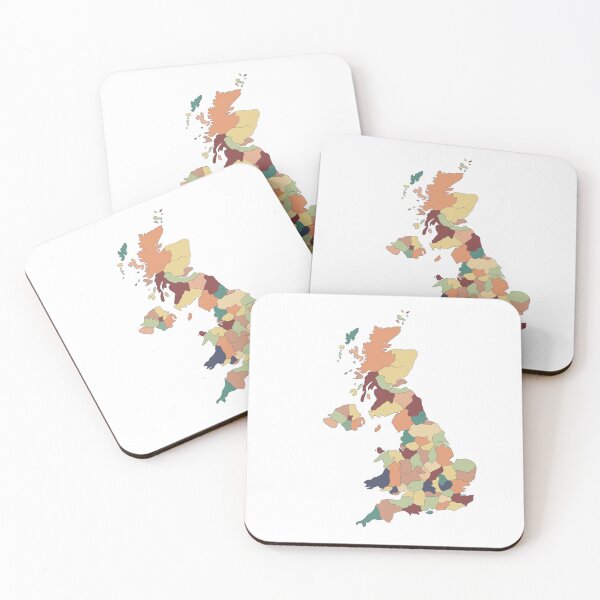 Item preview, Orange & Blue Counties UK Map - Colourful Counties Line Art designed and sold by iampaulmorris.