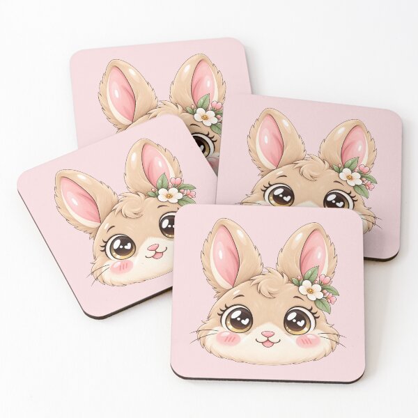 Item preview, Cute Kawaii Bunny with Flowers – Sweet Cottagecore Rabbit designed and sold by HO•Designs.