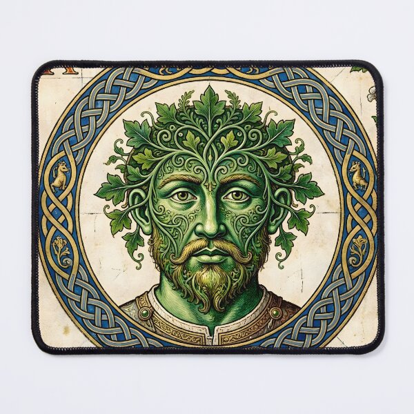 Item preview, Vintage Green Man Celtic Illuminated Manuscript Artwork designed and sold by Sybille-Yates.