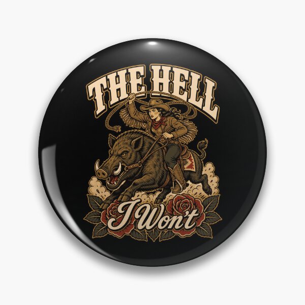 Item preview, The Hell I Wont Cowgirl Riding Wild Boar Lasso Roses Western Tough Girl Apparel designed and sold by slmfams.