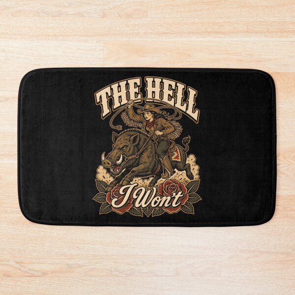 Item preview, The Hell I Wont Cowgirl Riding Wild Boar Lasso Roses Western Tough Girl Apparel designed and sold by slmfams.