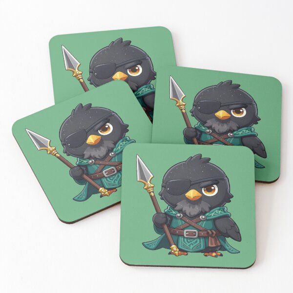 Item preview, Cute crow warrior with spear cartoon fantasy illustration Odin designed and sold by WildArtIT.