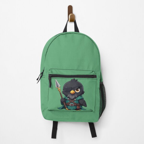 Item preview, Cute crow warrior with spear cartoon fantasy illustration Odin designed and sold by WildArtIT.