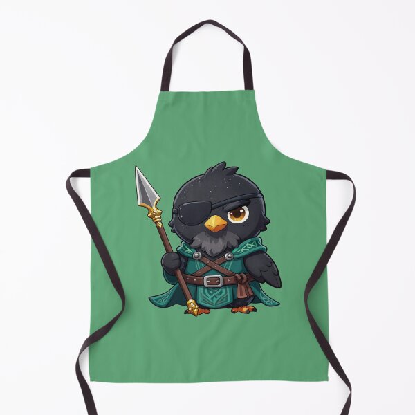 Item preview, Cute crow warrior with spear cartoon fantasy illustration Odin designed and sold by WildArtIT.