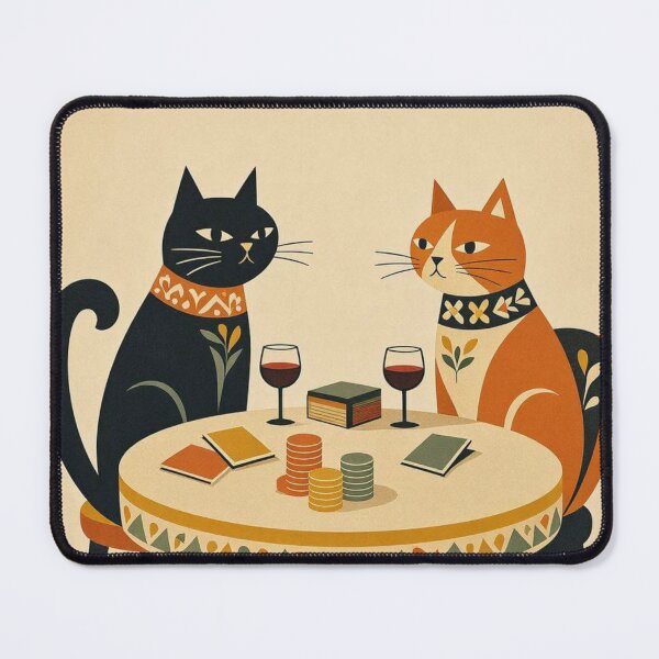 Item preview, Vintage Folk Art Cats Playing Cards with Wine designed and sold by ShieldRockPrints.