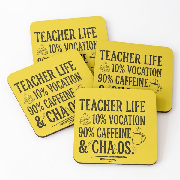 Item preview, Back to School Teacher Humor: 90% Caffeine & Chaos" designed and sold by CoffeeAndChao.