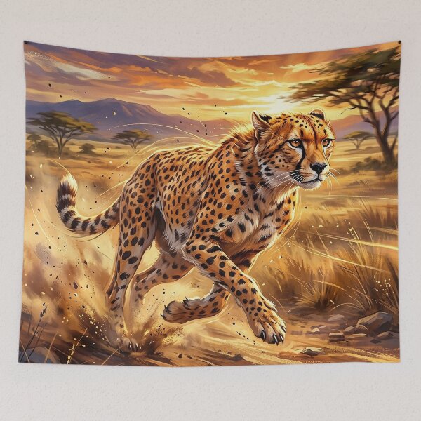 Item preview, Running Cheetah - Epic African Wildlife Art designed and sold by Lucid Dream Pixel.