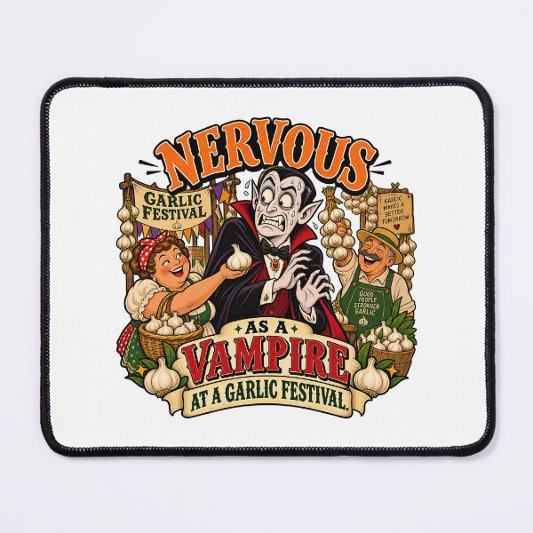 Item preview, NERVOUS AS A VAMPIRE AT A GARLIC FESTIVAL designed and sold by WheelieGdArt.
